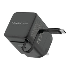 Şarjêra Bilez a Momax CHARGE &amp; Port GaN 65W bi Kabloya USB-C ya Vekişîner - Şarjêra Bilez a Momax Charge &amp; Port 65W bi Kabloya USB-C ya Vekişîner a Çêkirî û Porta Zêde