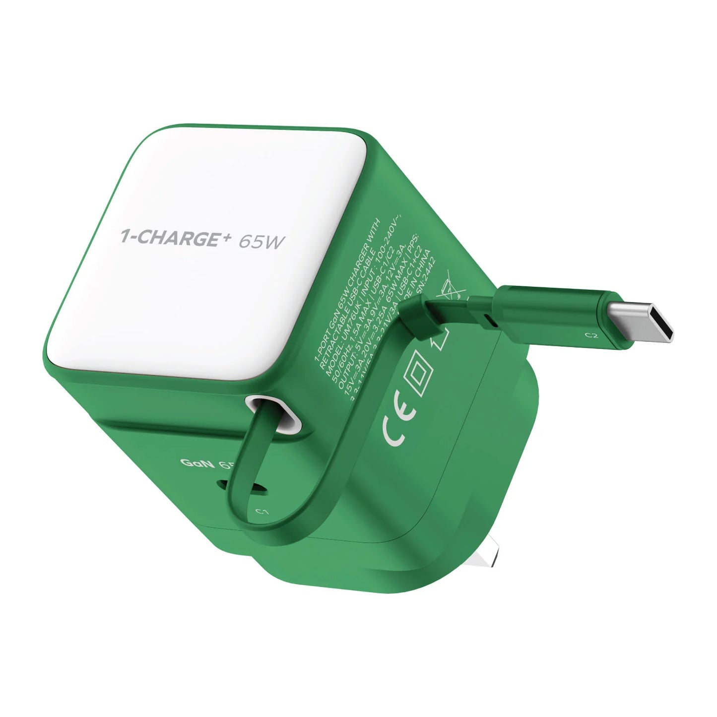 Şarjêra Bilez a Momax CHARGE &amp; Port GaN 65W bi Kabloya USB-C ya Vekişîner - Şarjêra Bilez a Momax Charge &amp; Port 65W bi Kabloya USB-C ya Vekişîner a Çêkirî û Porta Zêde