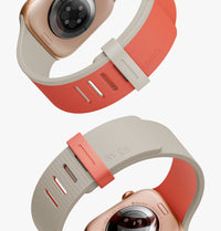 UNIQ Revix IV reversible Apple Watch band Coral Quartz Beige - twin loop detail