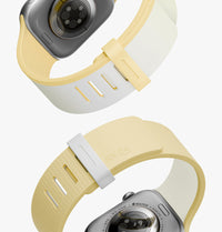 UNIQ Revix IV reversible Apple Watch band White Butter Yellow - twin loop detail