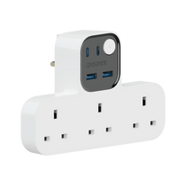 وصلة كهربائية موماكس جارج ورك فلو على شكل حرف T ب 3 منافذ AC ومنافذ يو اس بي | Momax Charge Work Flow T-Shaped Extension 3 Socket with USB