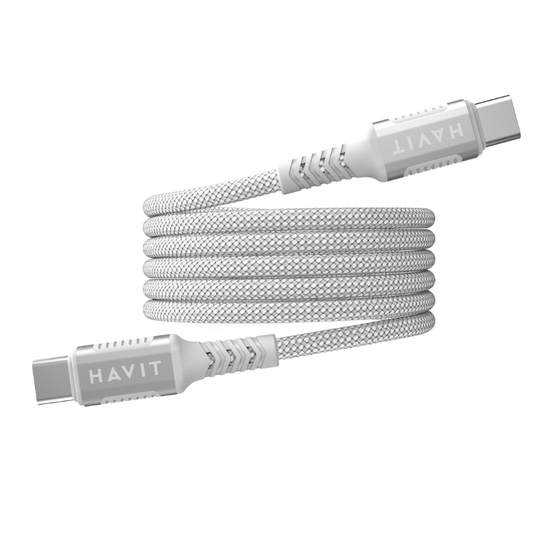 كيبل هافيت CB6297 المغناطيسي من تايب سي الى تايب سي بقدرة شحن 60 واط  وبطول 1 متر | Havit CB6297 Magnetic USB-C to USB-C Cable PD 60W Fast Charging 1m