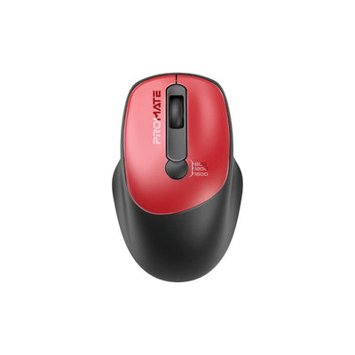 Promate UniGlide Red ergonomic wireless mouse - main view