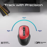 Promate UniGlide Red ambidextrous mouse top view