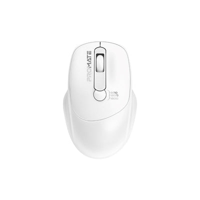 Promate UniGlide White ergonomic wireless mouse - main view