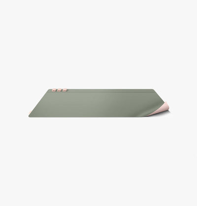 UNIQ Hagen reversible desk mat with magnetic cable organisers Green Pink