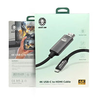 كيبل جرين لايون تايب سي الى HDMI بدقة 4K - اسود | Green Lion 4K USB-C to HDMI Cable - Black