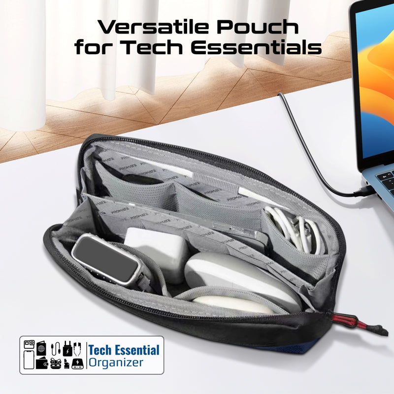 Promate Vali Lightweight Tech Organizer Pouch Cordura Blue-Angle