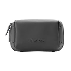Promate Velvena Compact Tech Organizer Pouch 1L PU Leather Black-Front