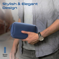 Promate Velvena Compact Tech Organizer Pouch 1L PU Leather Blue-Detail