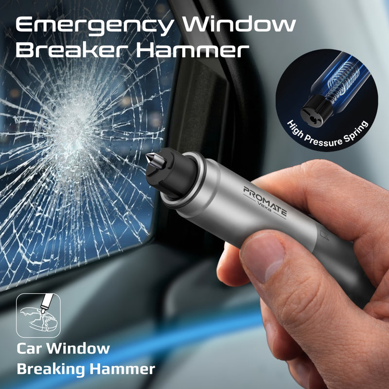 Promate Vexa seatbelt cutter and whistle detail