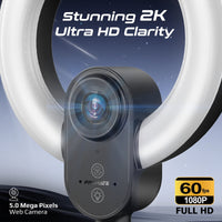 Promate VistaCam 2K webcam ring light - angle view