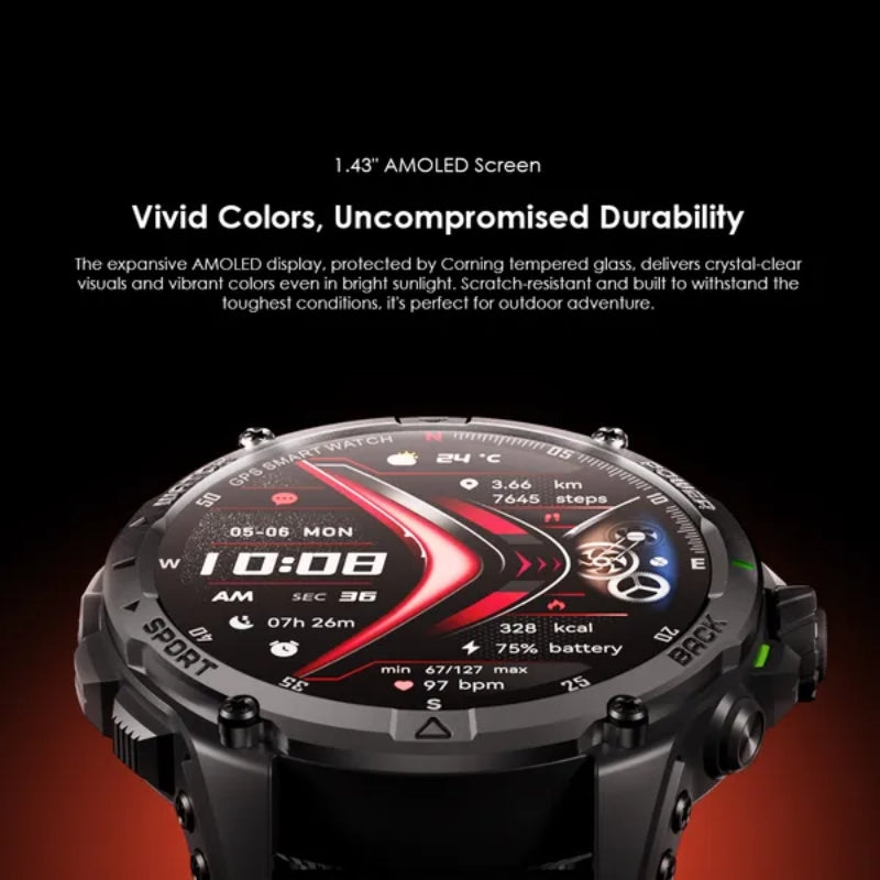 Oraimo Smart watch OSW-852H Light Chrome - ساعة أورايمو الذكية كروم فاتح بشاشة اموليد 1.43 ومقاومة الماء 3ATM