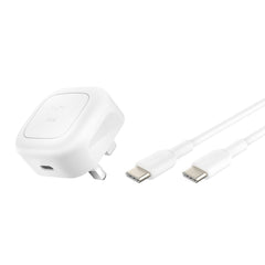 شاحن بيلكن بوست تشارج USB-C بقدرة 20 واط مع كابل تايب سي إلى تايب سي 1 متر White