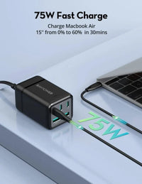 RAVPower RP-PC1045 75W GaN 5-Port Desktop Charger – شاحن مكتبي راف باور 75 واط، 5 منافذ، تقنية GaN،