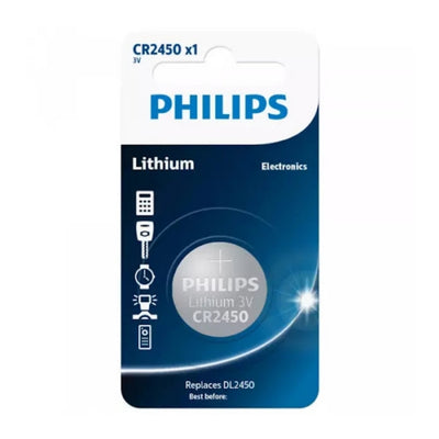 Philips Lithium Coin Battery CR2450 3V Long-Lasting - CR2450P1L | بطارية فيليبس ليثيوم 3 فولت CR2450