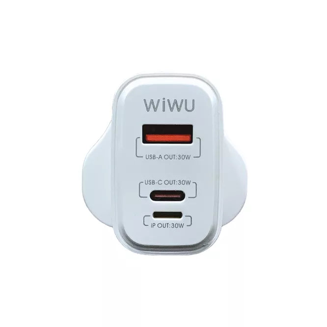 شاحن ويوو WI-U021 سريع 30 واط PD+QC بثلاث شوكات | WiWU WI-U021 SIC 30W PD+QC Fast Charger 3 Pin