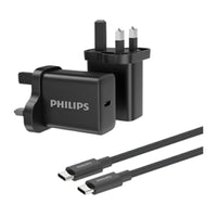 Philips Wall charger 30W with cable C-C DLP5312NB Black | شاحن حائط فيليبس 30 واط مع كيبل C-C DLP5312NB أسود