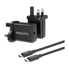 Philips Wall charger 30W with cable C-C DLP5312NB Black | شاحن حائط فيليبس 30 واط مع كيبل C-C DLP5312NB أسود