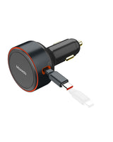شاحن سيارة 60 واط بكابل USB-C مسحوب ومنفذ إضافي | Moxedo