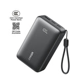 باور بانك أنكر زولو 10000mAh بقوة 30W مع كابل USB-C مدمج - أسود | Anker Zolo Power Bank 10000mAh 30W with Built-In USB-C Cable - Black