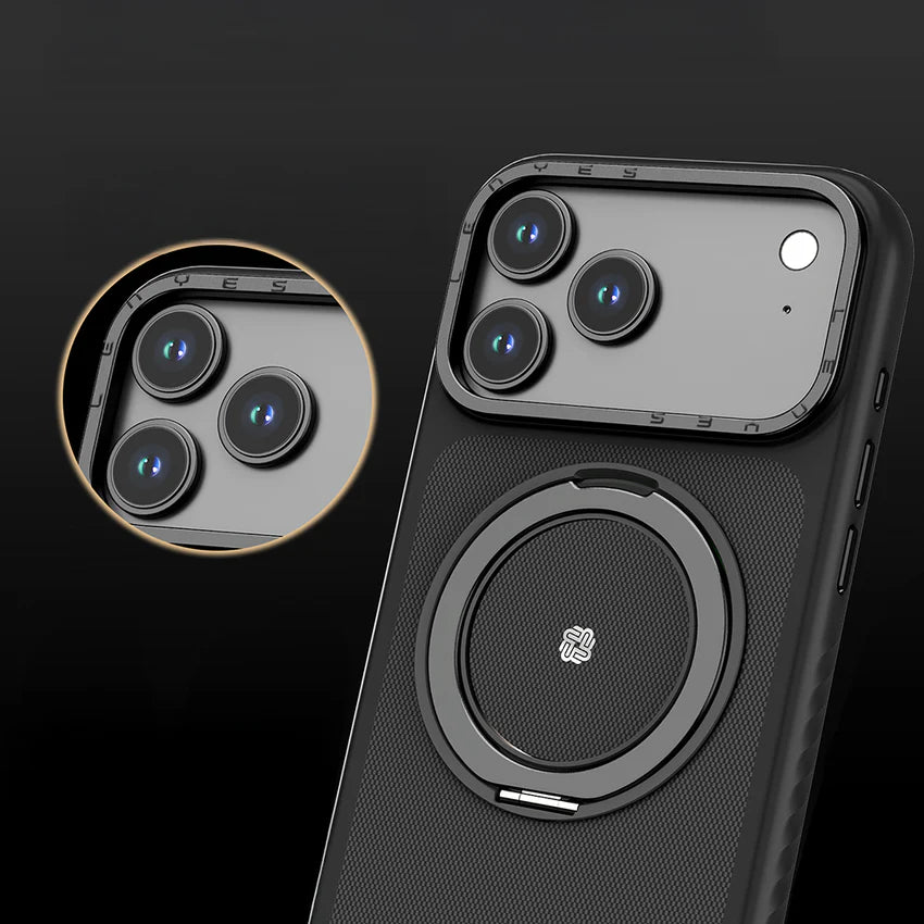 جراب كيفلار Lenyes CK225 لـ iPhone 17 Pro Max حامل معدني M-Safe دوران 360 مغناطيس N52 40غ | Lenyes CK225 Kevlar iPhone 17 Pro Max Case M-Safe Metal Stand 360 N52 Magnet 40g
