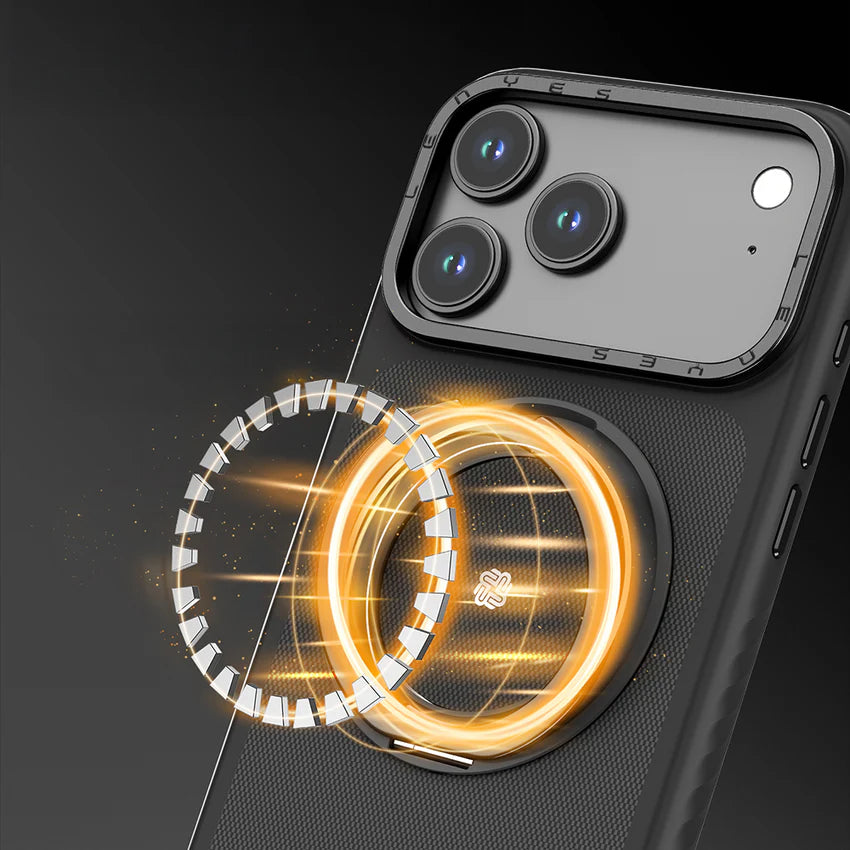 جراب كيفلار Lenyes CK225 لـ iPhone 17 Pro Max حامل معدني M-Safe دوران 360 مغناطيس N52 40غ | Lenyes CK225 Kevlar iPhone 17 Pro Max Case M-Safe Metal Stand 360 N52 Magnet 40g