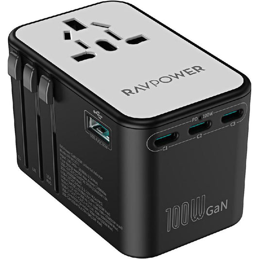 Şarjêra Rêwîtiyê ya RAVPower 5-di-1ê 100W PD GaN 5.0 Adaptora Hêzê ya Gerdûnî - Şarjêra Rêwîtiyê ya Gerdûnî ya RAVPower 5-di-1ê – Hêza PD 100W û Teknolojiya GaN 5.0