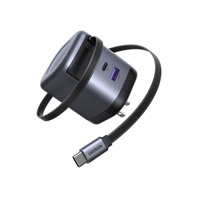 UGREEN 65W GaN Fast Charger with Retractable Cable | شاحن يوجرين 65 واط تقنية جان مع كيبل قابل للسحب