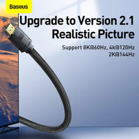 Baseus HDMI 8K Adapter Cable HDMI→HDMI 3m Black - كابل بيسوس HDMI 8K محول 3 متر أسود