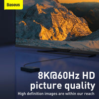 Baseus HDMI 8K Adapter Cable HDMI→HDMI 3m Black - كابل بيسوس HDMI 8K محول 3 متر أسود