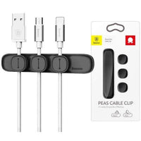 Baseus Peas Cable Clip Black - منظم كابلات مغناطيسي أسود