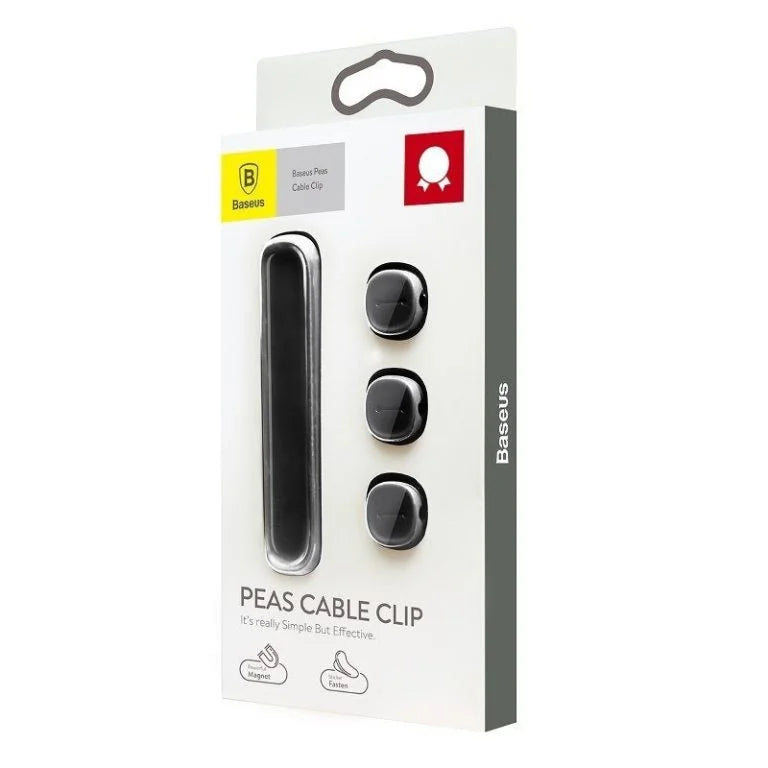 Baseus Peas Cable Clip Black - منظم كابلات مغناطيسي أسود