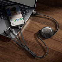 كابل Baseus Free2Draw قابل للسحب - Baseus Free2Draw Retractable Cable USB→M+L+C 100W 1.1m Black