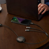 كابل Baseus Free2Draw قابل للسحب - Baseus Free2Draw Retractable Cable USB→M+L+C 100W 1.1m Black