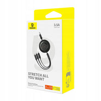 كابل Baseus Free2Draw قابل للسحب - Baseus Free2Draw Retractable Cable USB→M+L+C 100W 1.1m Black
