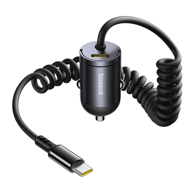 Baseus Tiny Star Mini Car Charger C+C Cable Included 30W Cosmic Black | شاحن سيارة بيسوس تايني ستار ميني 30 واط مع كابل Type-C - أسود كوزمي