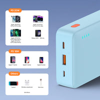 Baseus Airpow Power Bank 20000mAh 20W Blue - بيسوس باور بانك 20000 مللي أمبير 20 واط أزرق