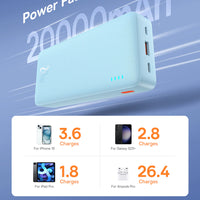 Baseus Airpow Power Bank 20000mAh 20W Blue - بيسوس باور بانك 20000 مللي أمبير 20 واط أزرق