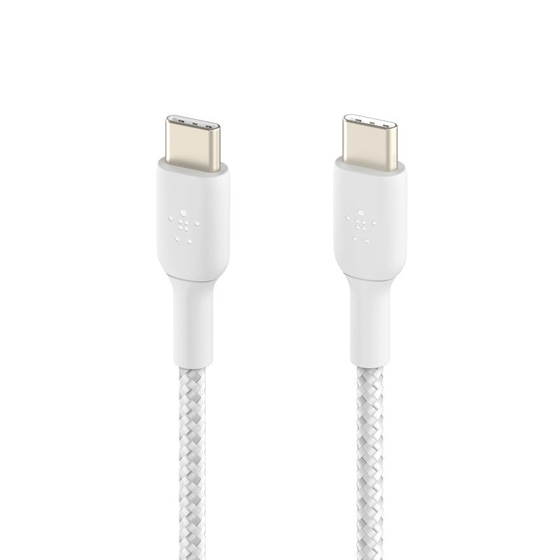 كيبل بيلكن BoostCharge تايب سي الى تايب سي بقدرة شحن 60 واط وبطول 1 متر - عدد 2 | Belkin BoostCharge Braided USB-C to USB-C Cable 60W 1m 2 packs