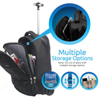 Promate BizPak-TR Heavy Duty Trolley Bag 15.6 inch Laptop Black-Straps