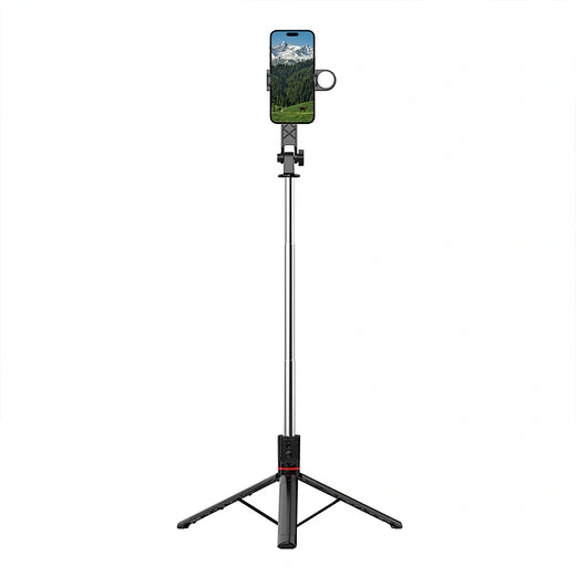 حامل سيلفي ويوو Wi-SE015 بلوتوث مع حامل ثلاثي وإضاءة LED ودوران 360° | WiWU Wi-SE015 Bluetooth Selfie Stick Tripod with LED Ring Light & 360° Rotation