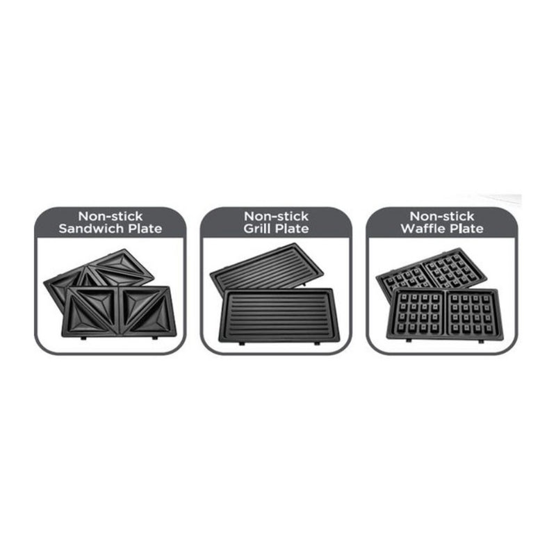 صانعة ساندويش 3 في 1 بلاك آند ديكر 2 شريحة  | Black&Decker TS2130-B5 2 Slice Sandwich Maker 3 in 1
