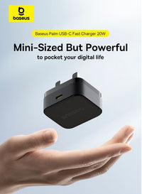 Baseus Palm Charger 1C 20W UK Black with Cable Type-C to Type-C 60W 1m Black | شاحن بيسوس بالم 20 واط بريطاني أسود مع كابل تايب سي 60 واط 1 متر