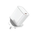 شاحن ويوو GaN سريع بقدرة شحن 20 واط - ابيض | WiWU 20W Essen GaN Fast Charger Wi-G007 UK Standard Wall Charger - White
