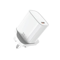 شاحن ويوو GaN سريع بقدرة شحن 20 واط - ابيض | WiWU 20W Essen GaN Fast Charger Wi-G007 UK Standard Wall Charger - White