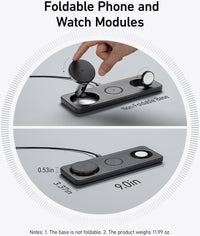 شاحن انكر ماج جو اللاسلكي 3 في 1, قاعدة شحن 15 واط معتمد QI2 للايفون | Anker MagGo Wireless Charging Pad 3-in-1, Qi2 Certified 15W Charger for iPhone