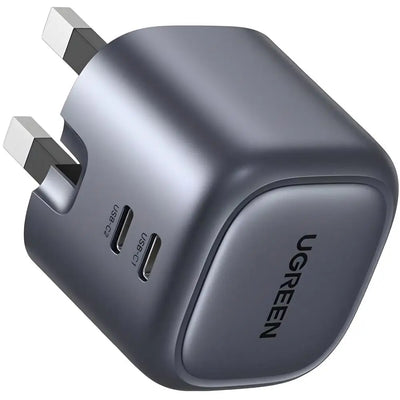 شاحن يو جرين GaN 45 واط منفذين USB-C شحن سريع | UGREEN USB-C+USB-C 45W PD GaN Tech Charger