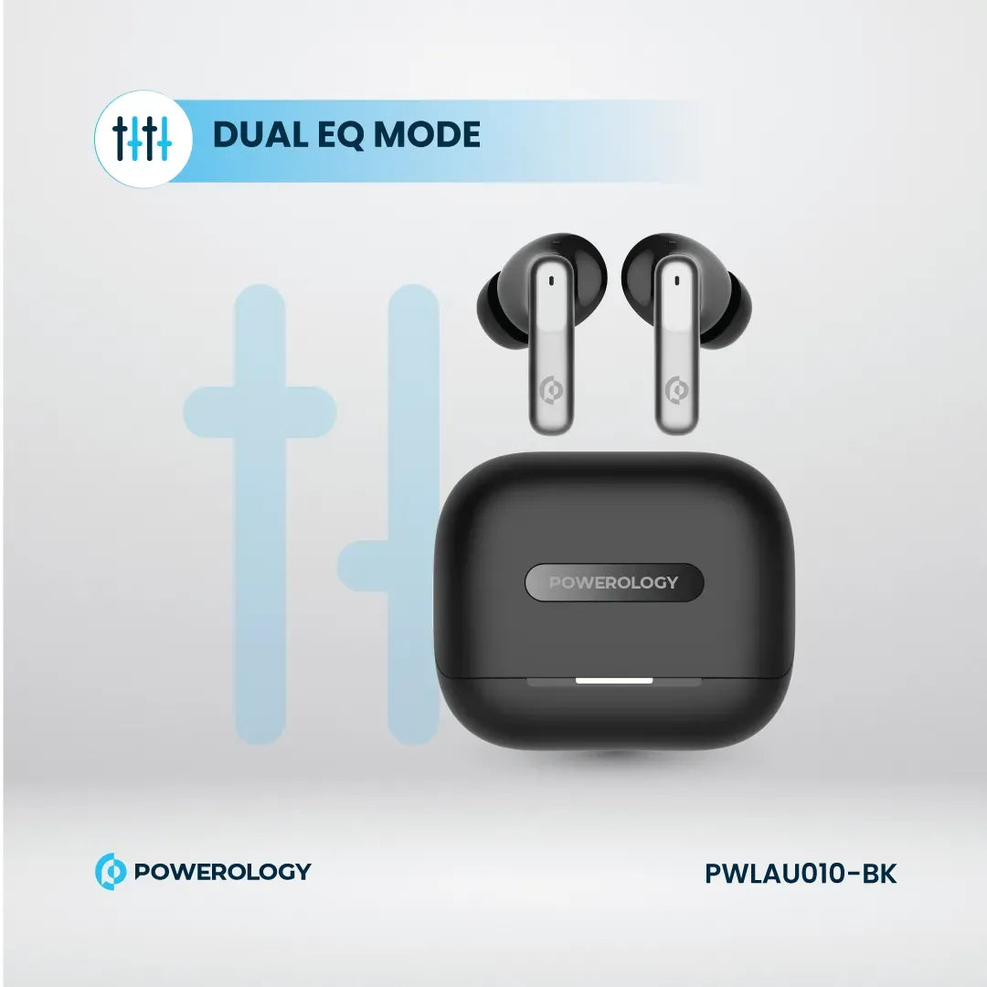 Guhguhkên Bêtêl ên Powerology ANC+ENC bi 6 Mîkrofonan, Heta 6 Saetan Dema Lîstinê | Guhguhkên Bêtêl ên Rastîn ên Powerology Hybrid ANC+ENC 6Mic – 6 Saet Dema Lîstinê.