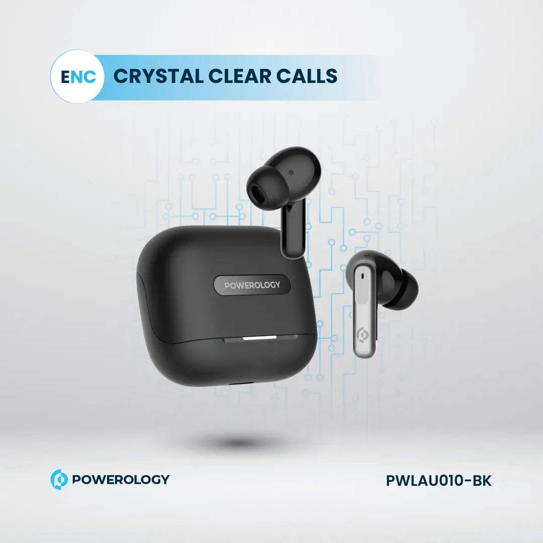 Guhguhkên Bêtêl ên Powerology ANC+ENC bi 6 Mîkrofonan, Heta 6 Saetan Dema Lîstinê | Guhguhkên Bêtêl ên Rastîn ên Powerology Hybrid ANC+ENC 6Mic – 6 Saet Dema Lîstinê.